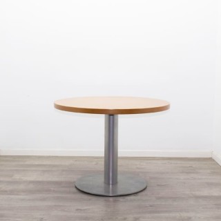 Mesa reunión redonda tapa en peral y base peana gris de 100cm 2