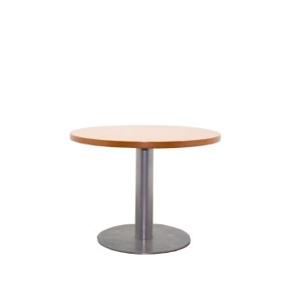 Mesa reunión redonda tapa en peral y base peana gris de 100cm