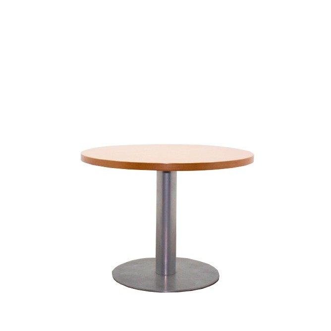Mesa reunión redonda tapa en peral y base peana gris de 100cm