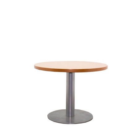 Mesa reunión redonda tapa en peral y base peana gris de 100cm