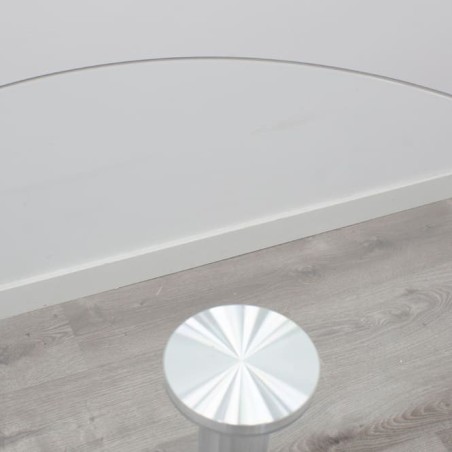 Mesa reunión redonda tapa cristal y base peana cromada de 80cm