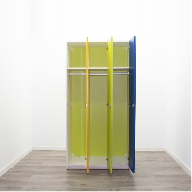 Taquilla de 3 cuerpos con puertas azul, verde y amarillo de 90cm