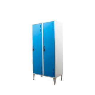 Taquilla metálica de 3 cuerpos en azul y gris de 90cm