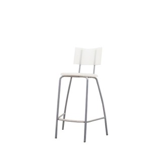 Taburete fijo de PVC blanco y respaldo