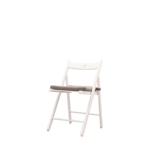 Silla colectividad plegable en madera blanca con cojín