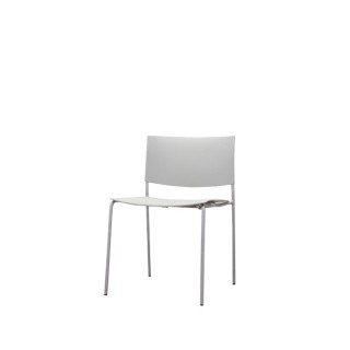 Silla colectividad con asiento y respaldo en PVC gris