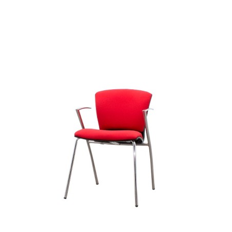 Silla confidente tapizada en rojo de 4 patas