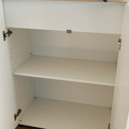Armario medio blanco con tapa en haya todo puertas - Mercaoficina