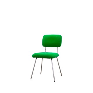 Silla confidente en tela verde base 4 patas grises