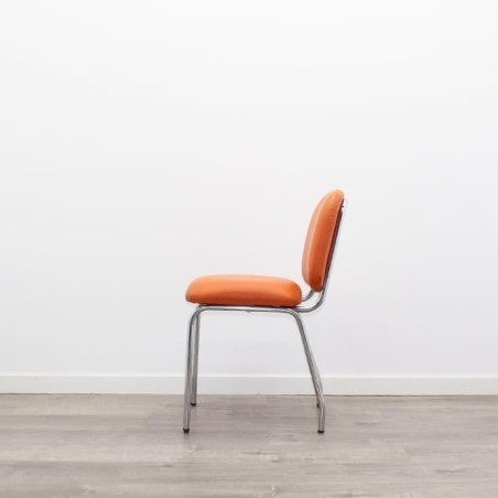 Silla confidente en napel naranja base 4 patas grises