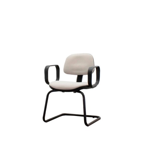 Silla confidente en tela gris claro con base patín negra