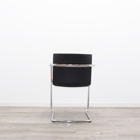 Silla confidente de madera asiento tapizado naranja