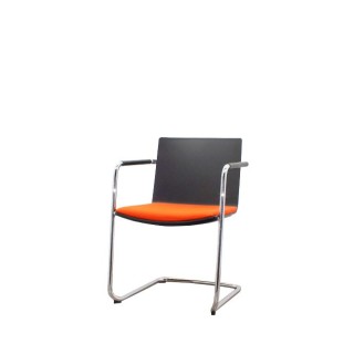 Silla confidente de madera asiento tapizado naranja