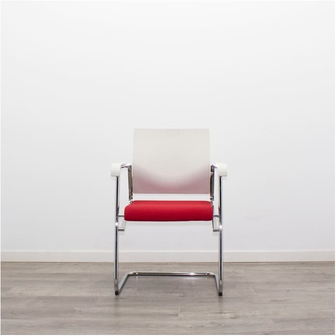 Silla confidente con pala o sin pala y asiento tapizado en rojo