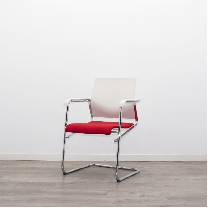 Silla confidente con pala o sin pala y asiento tapizado en rojo