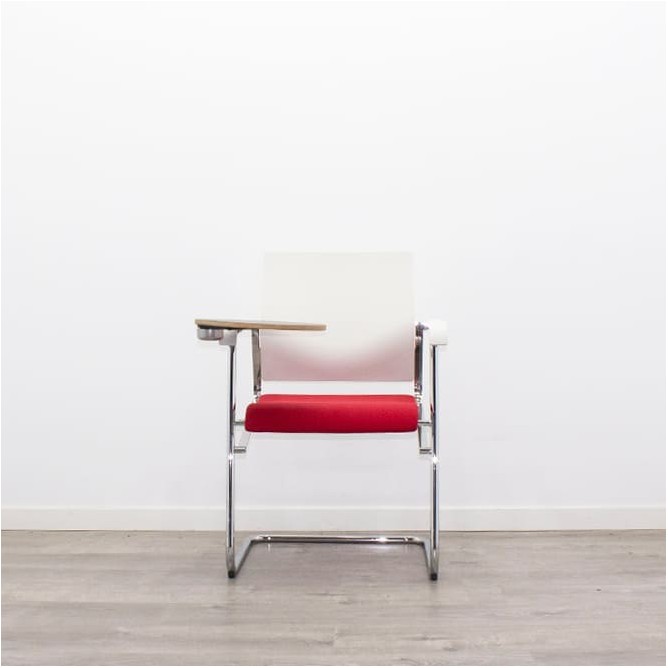 Silla confidente con pala o sin pala y asiento tapizado en rojo