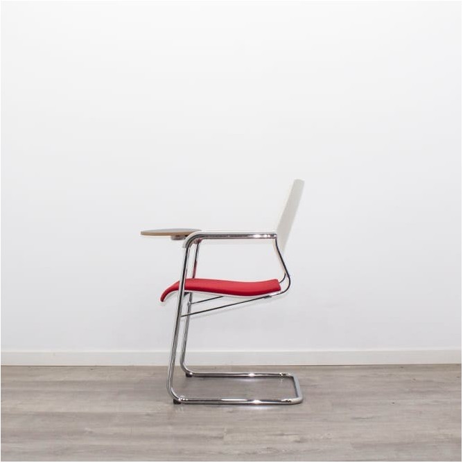Silla confidente con pala o sin pala y asiento tapizado en rojo