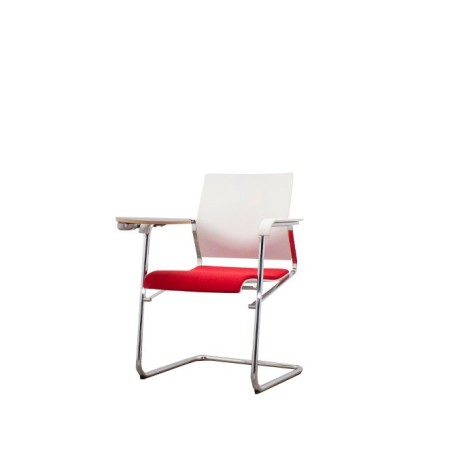 Silla confidente con pala o sin pala y asiento tapizado en rojo