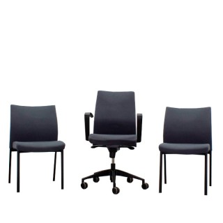 Conjunto silla operativa y 2 sillas confidentes en gris
