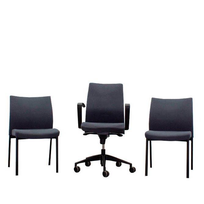 Conjunto silla operativa y 2 sillas confidentes en gris