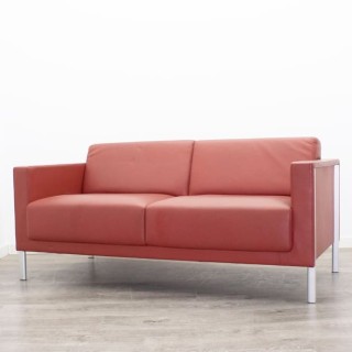 Sofá de 2 plazas en piel roja de 160cm 2