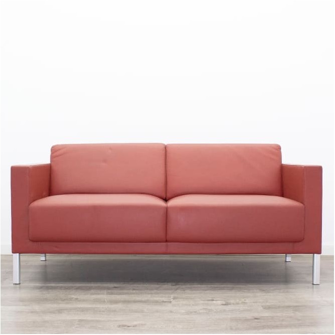 Sofá de 2 plazas en piel roja de 160cm