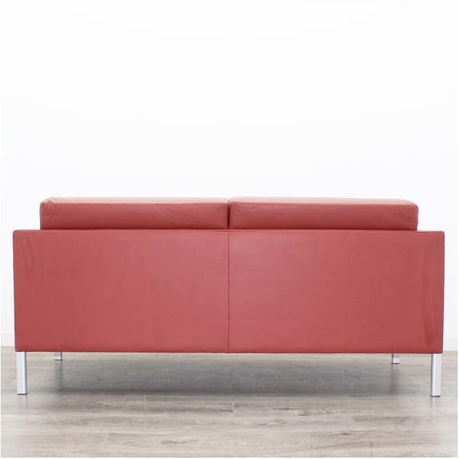 Sofá de 2 plazas en piel roja de 160cm