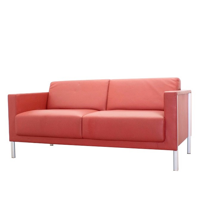Sofá de 2 plazas en piel roja de 160cm