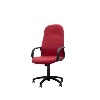 Silla operativa roja con brazos fijos