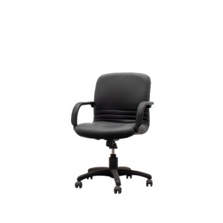 Silla operativa giratoria en napel negro con brazos fijos