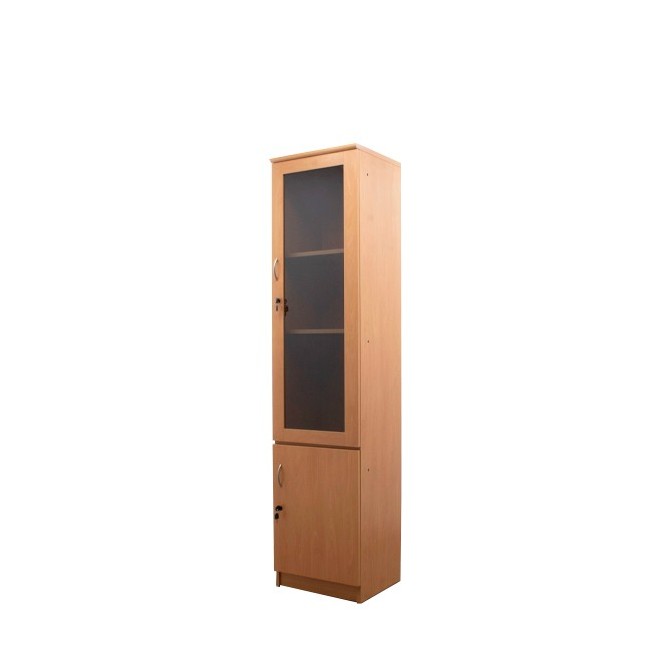 Armario alto estrecho puertas altas con cristal y bajas de 48cm