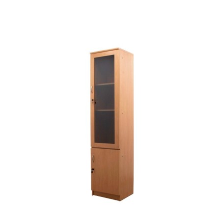 Armario alto estrecho puertas altas con cristal y bajas de 48cm
