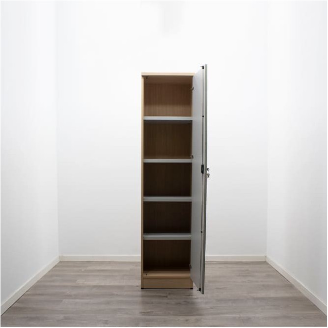 Armario alto estrecho todo puertas en gris y haya de 48cm