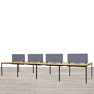 Mesa multipuestos de 8 puestos en roble y negra de 480,5cm 2