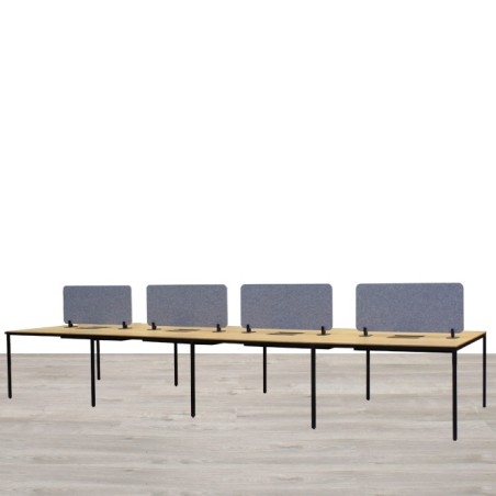 Mesa multipuestos de 8 puestos en roble y negra de 480,5cm