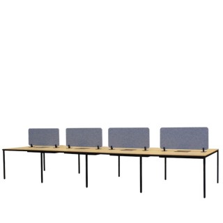 Mesa multipuestos de 8 puestos en roble y negra de 480,5cm