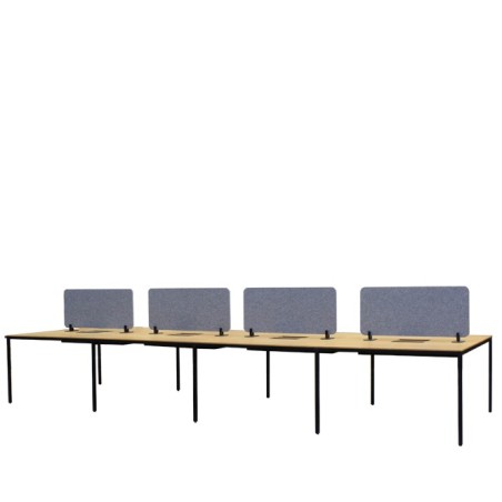 Mesa multipuestos de 8 puestos en roble y negra de 480,5cm