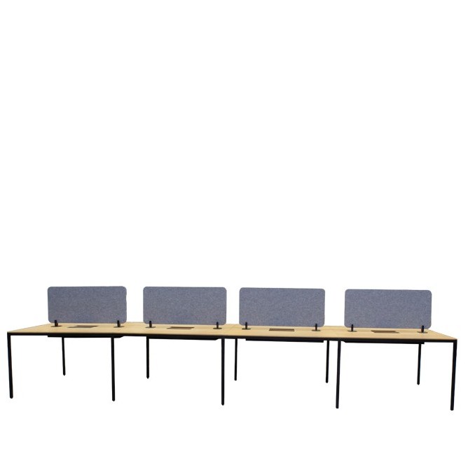 Mesa multipuestos de 8 puestos en roble y negra de 480,5cm