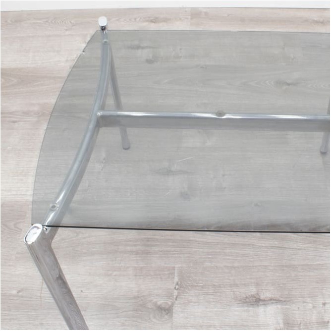 Mesa de rincón cromada y cristal ahumado