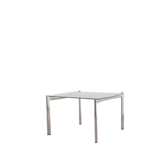 Mesa de rincón cromada y cristal ahumado