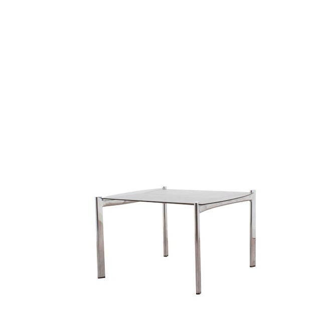 Mesa de rincón cromada y cristal ahumado