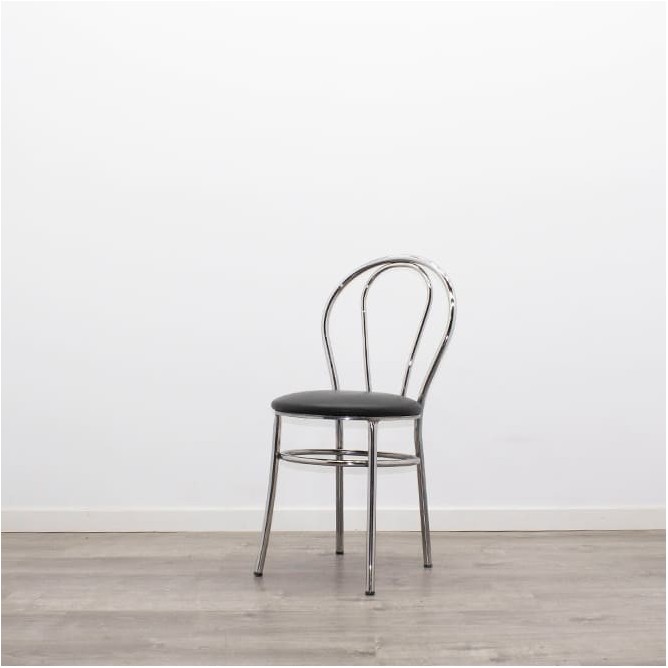 Silla colectividad con asiento de napel y respaldo cromado