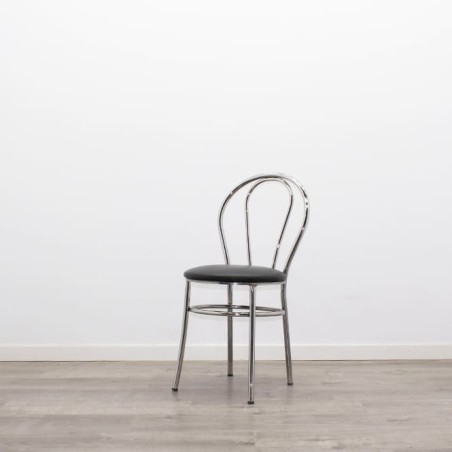 Silla colectividad con asiento de napel y respaldo cromado