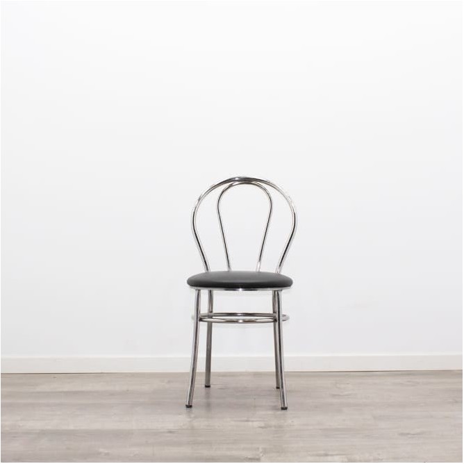 Silla colectividad con asiento de napel y respaldo cromado