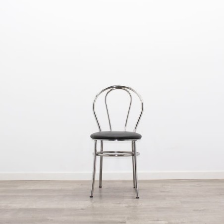 Silla colectividad con asiento de napel y respaldo cromado