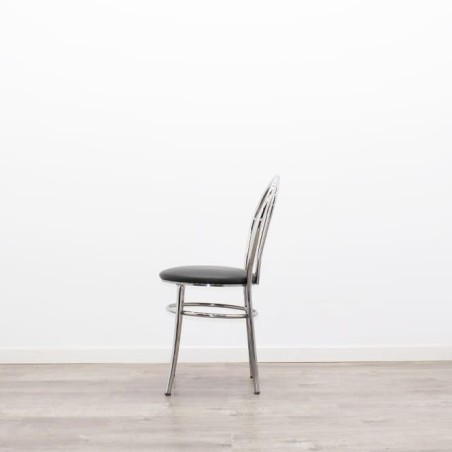 Silla colectividad con asiento de napel y respaldo cromado