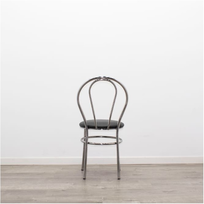 Silla colectividad con asiento de napel y respaldo cromado