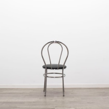 Silla colectividad con asiento de napel y respaldo cromado