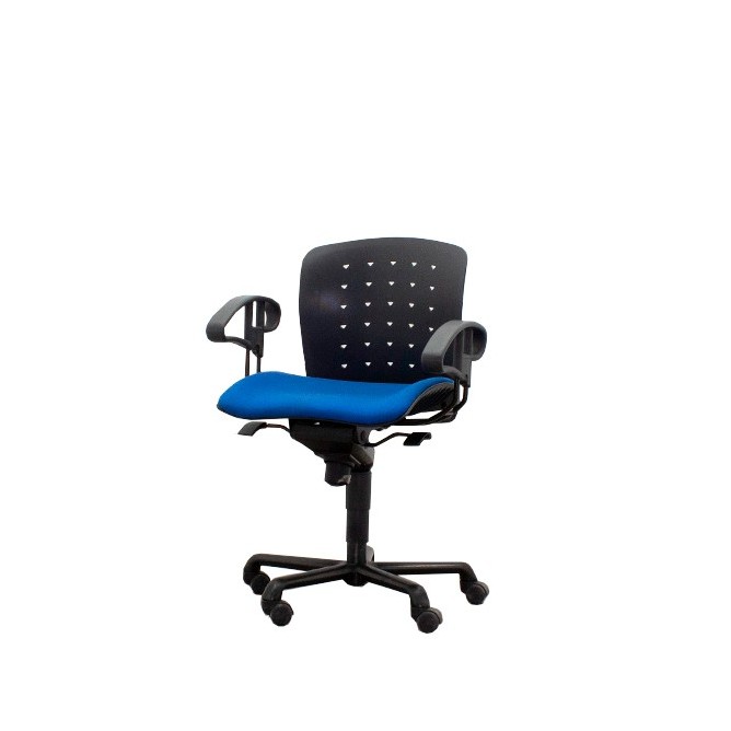 Silla operativa giratoria respaldo polipropileno y asiento azul