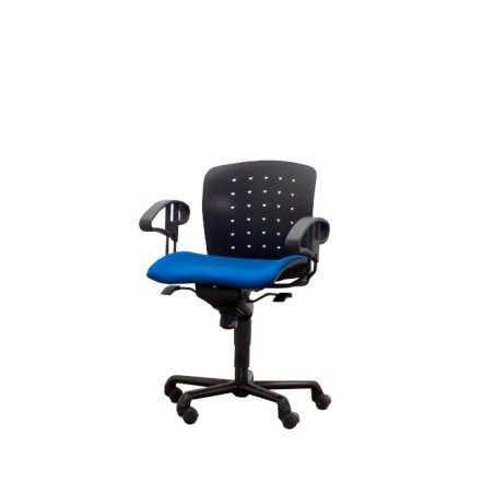 Silla operativa giratoria respaldo polipropileno y asiento azul
